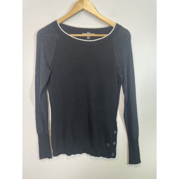 Smartwool Women's Merino Wool Blend Sweater Size S Black Gray Long Sleeve Button - Picture 1 of 10